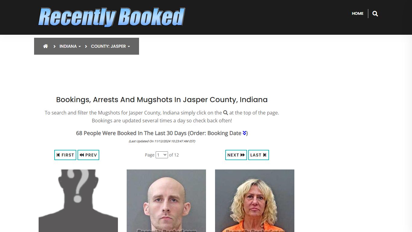 Bookings, Arrests and Mugshots in Jasper County, Indiana - Recently Booked