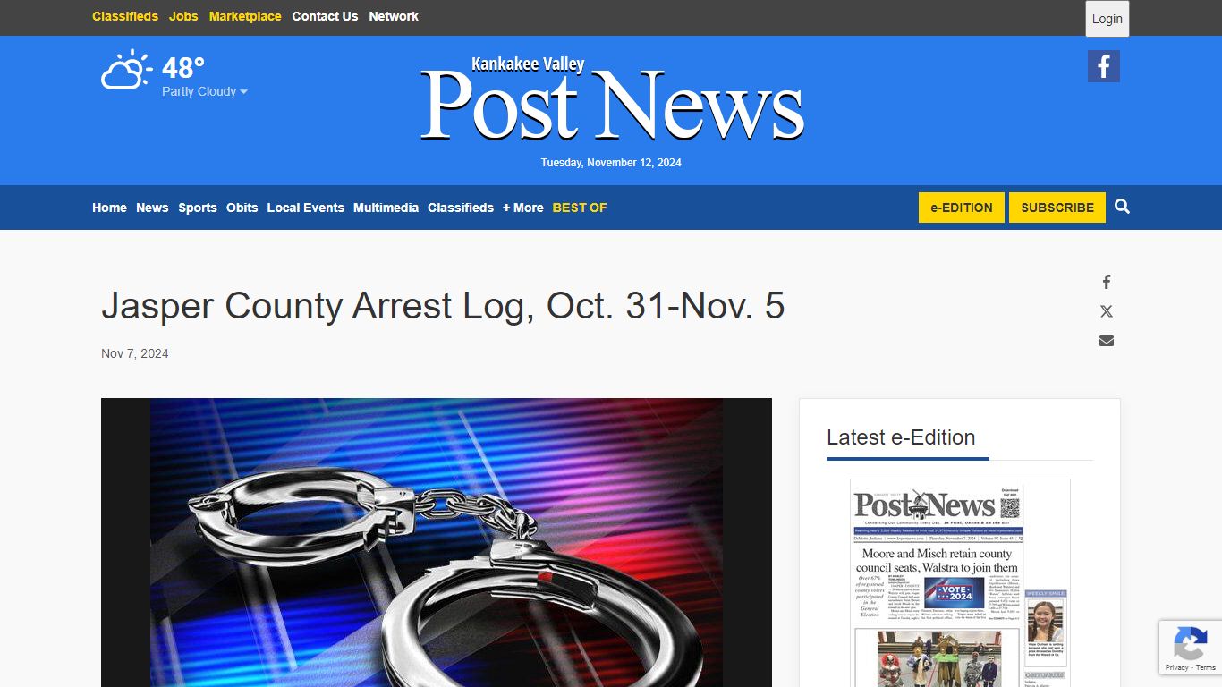 Jasper County Arrest Log, Oct. 31-Nov. 5 | News | newsbug.info