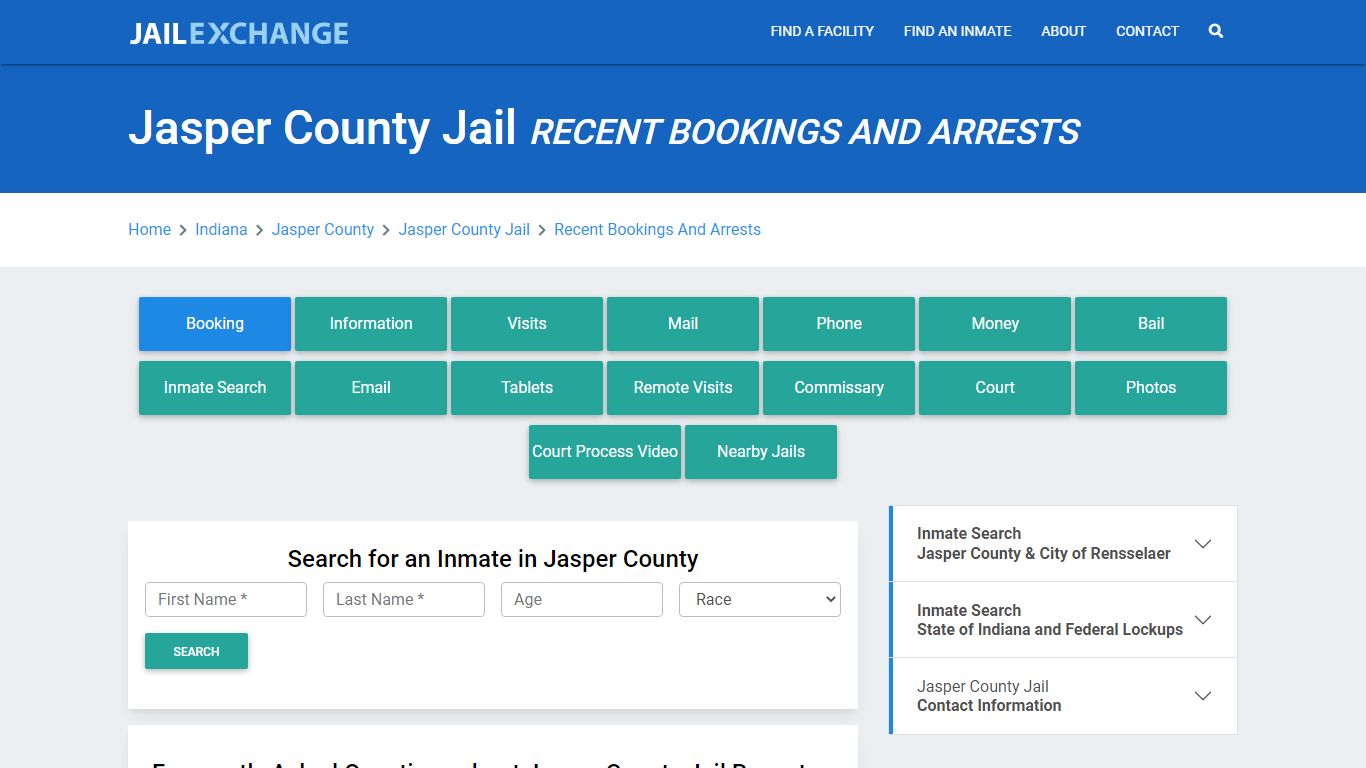 Jasper County Jail Recent Bookings And Arrests - Jail Exchange